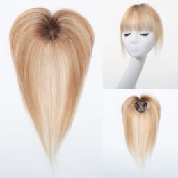 10 Inch Natural Black 100% Human Hair Topper with Bangs Straight Clip in Hairpiece for Women Thinning Hair Toppers