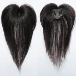 10 Inch Natural Black 100% Human Hair Topper with Bangs Straight Clip in Hairpiece for Women Thinning Hair Toppers