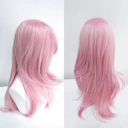 Ashely Wig Pink Wig Lolita 20inch Layered Cut Straight Hair Wigs for Women Curtain Bangs Heat-resistant Synthetic Cosplay Daily