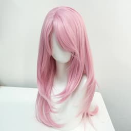 Ashely Wig Pink Wig Lolita 20inch Layered Cut Straight Hair Wigs for Women Curtain Bangs Heat-resistant Synthetic Cosplay Daily