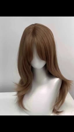 Ashely Wig Pink Wig Lolita 20inch Layered Cut Straight Hair Wigs for Women Curtain Bangs Heat-resistant Synthetic Cosplay Daily