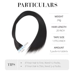Tape In Hair Extensions Synthetic Hair 10Pcs 20Inch Long Straight Skin Weft Straight Seamless Hair Invisible Tape In Hairpiece