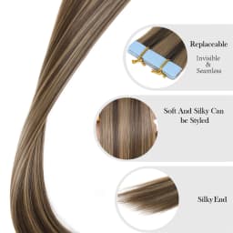 Tape In Hair Extensions Synthetic Hair 10Pcs 20Inch Long Straight Skin Weft Straight Seamless Hair Invisible Tape In Hairpiece