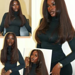 Highlight Brown U Part Wigs for Black Women Straight V Part Wig Half Wig | 24 Inch Yaki Straight Synthetic Wig Glueless