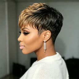 Pixie Cut Human Hair Wig Full Machine Made Black Honey Blonde Ombre 6 Inch Curly Layer Short Wig For Black Women Daily Party