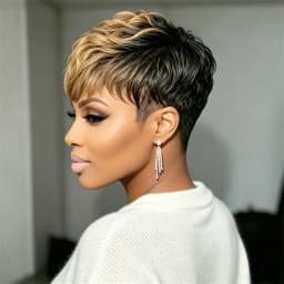 Pixie Cut Human Hair Wig Full Machine Made Black Honey Blonde Ombre 6 Inch Curly Layer Short Wig For Black Women Daily Party