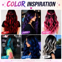 Colored Hair Extensions Clip in Teal Blue 5/10 Pieces Synthetic