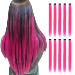 Colored Hair Extensions Clip in Teal Blue 5/10 Pieces Synthetic