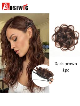 Synthetic Clip Hair Accessories Rose Flower Side Clip Hair Bun Styling Fluffy Hairpiece for Women 1pc Braided Flower Hair Bun