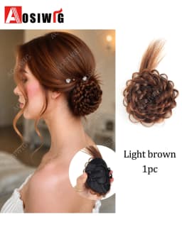 Synthetic Clip Hair Accessories Rose Flower Side Clip Hair Bun Styling Fluffy Hairpiece for Women 1pc Braided Flower Hair Bun