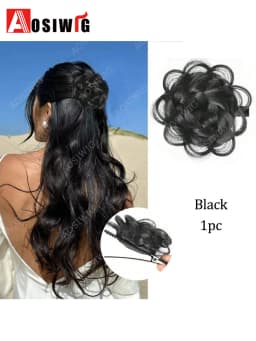 Synthetic Clip Hair Accessories Rose Flower Side Clip Hair Bun Styling Fluffy Hairpiece for Women 1pc Braided Flower Hair Bun