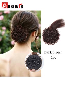 Synthetic Clip Hair Accessories Rose Flower Side Clip Hair Bun Styling Fluffy Hairpiece for Women 1pc Braided Flower Hair Bun