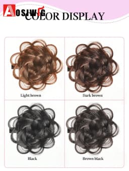 Synthetic Clip Hair Accessories Rose Flower Side Clip Hair Bun Styling Fluffy Hairpiece for Women 1pc Braided Flower Hair Bun