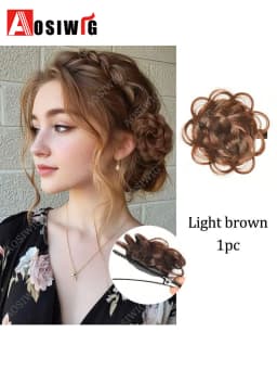 Synthetic Clip Hair Accessories Rose Flower Side Clip Hair Bun Styling Fluffy Hairpiece for Women 1pc Braided Flower Hair Bun