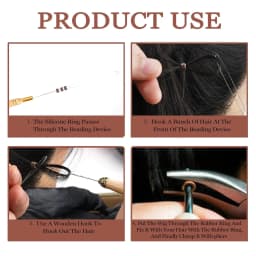 Hair Tinsel Beads Kit with Plier Hook Needle Tool 100 Silicone Micro Beads Loop Needle Threader Pulling Hook Bead Device