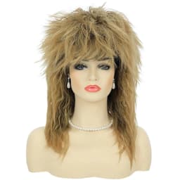 HAIRJOY Synthetic Hair 80s Tina Diva Costume Wig for Women Big Blonde Rocker Mullet Wigs Glam Punk Rock Rockstar Cosplay Wig