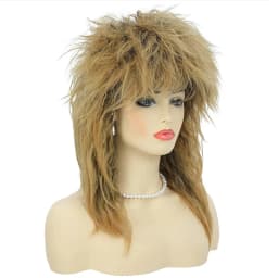 HAIRJOY Synthetic Hair 80s Tina Diva Costume Wig for Women Big Blonde Rocker Mullet Wigs Glam Punk Rock Rockstar Cosplay Wig