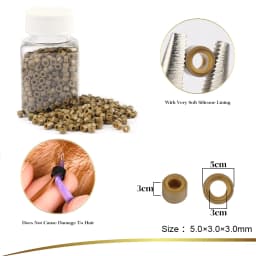 1000Pcs Micro Beads Hair Extension Tool 5mm Lined Beads Premium Silicone Beads for I Tip Hair Extensions Microlink Beads