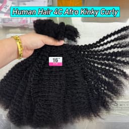 Afro Kinkys Bulk Human Hair for Twists Braiding Locs Dreadlock Extension Afro Kinky Curly Human Braiding Hair for Men Women Kids