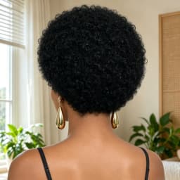 Fluffy Afro Kinky Curly Headband Human Hair Wig, Full Machine Made Soft Voluminous Curly Wig, Easy Install Daily Fashion Headban