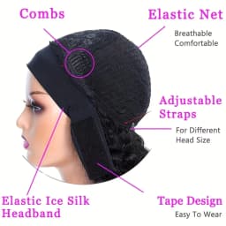Fluffy Afro Kinky Curly Headband Human Hair Wig, Full Machine Made Soft Voluminous Curly Wig, Easy Install Daily Fashion Headban