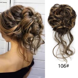 8Inch SyntheticMessy Curly Hair Bun Synthetic High Temperture Fiber Hair Invisible Hair Wrap Curly Ponytail Elastic Hairbund