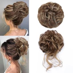 8Inch SyntheticMessy Curly Hair Bun Synthetic High Temperture Fiber Hair Invisible Hair Wrap Curly Ponytail Elastic Hairbund