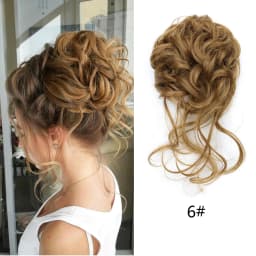 8Inch SyntheticMessy Curly Hair Bun Synthetic High Temperture Fiber Hair Invisible Hair Wrap Curly Ponytail Elastic Hairbund