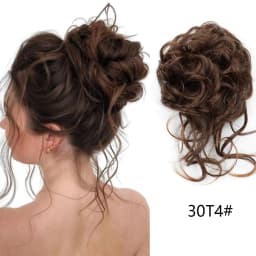8Inch SyntheticMessy Curly Hair Bun Synthetic High Temperture Fiber Hair Invisible Hair Wrap Curly Ponytail Elastic Hairbund