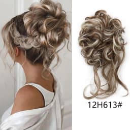 8Inch SyntheticMessy Curly Hair Bun Synthetic High Temperture Fiber Hair Invisible Hair Wrap Curly Ponytail Elastic Hairbund