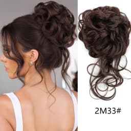 8Inch SyntheticMessy Curly Hair Bun Synthetic High Temperture Fiber Hair Invisible Hair Wrap Curly Ponytail Elastic Hairbund