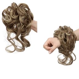 8Inch SyntheticMessy Curly Hair Bun Synthetic High Temperture Fiber Hair Invisible Hair Wrap Curly Ponytail Elastic Hairbund