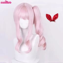 High Quality Anime Akiyama Mizuki Cosplay Wig 45cm Long Light Pink Curly Heat Resistant Synthetic Hair Halloween Party Wigs