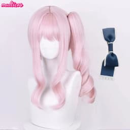 High Quality Anime Akiyama Mizuki Cosplay Wig 45cm Long Light Pink Curly Heat Resistant Synthetic Hair Halloween Party Wigs