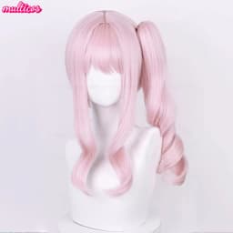 High Quality Anime Akiyama Mizuki Cosplay Wig 45cm Long Light Pink Curly Heat Resistant Synthetic Hair Halloween Party Wigs