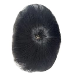 Short Real Human Hair Toupee with 4 Clips for Men's Baldness Prosthetic Wig Male Hair Replacement System Piece
