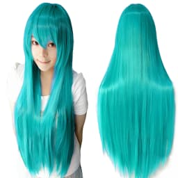 80cm Straight Synthetic Cosplay Wig White Purple Green Silver Pink Lolita Hairpiece with Bangs Long Wigs
