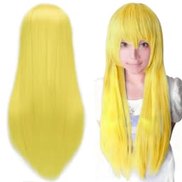 80cm Straight Synthetic Cosplay Wig White Purple Green Silver Pink Lolita Hairpiece with Bangs Long Wigs