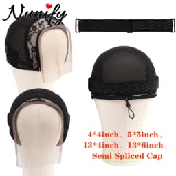 Nunify Black 4X4 13X4 Wig Making Cap Invisible Lace Edge Adjustable Lace Wig Cap With Drawstring With Silicone Nonslip Wig Band