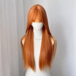 Orange Synthetic Wig for Halloween Cosplay Wig for Role-Playing Parties Daily Events Wig with High-Temperature Threads Wig Set