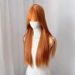 Orange Synthetic Wig for Halloween Cosplay Wig for Role-Playing Parties Daily Events Wig with High-Temperature Threads Wig Set