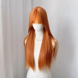 Orange Synthetic Wig for Halloween Cosplay Wig for Role-Playing Parties Daily Events Wig with High-Temperature Threads Wig Set