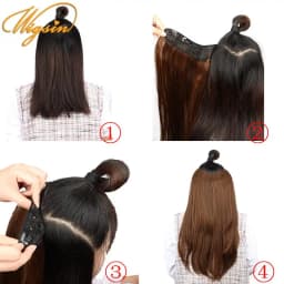WIGSIN Synthetic 55cm V-shaped Layered 4 Clips Long Straight Hair Extension Natural Invisible Hairpiece Wig for Women
