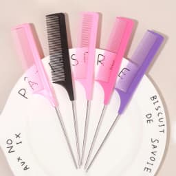 1pc Professional Pointed Tail Comb Salon Hair Styling Stainless Steel Antistatic Dyeing Hair Comb Special for Real Hair Wigs