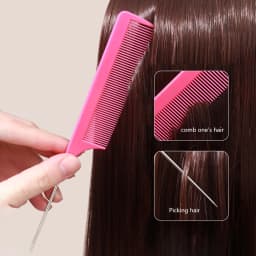 1pc Professional Pointed Tail Comb Salon Hair Styling Stainless Steel Antistatic Dyeing Hair Comb Special for Real Hair Wigs