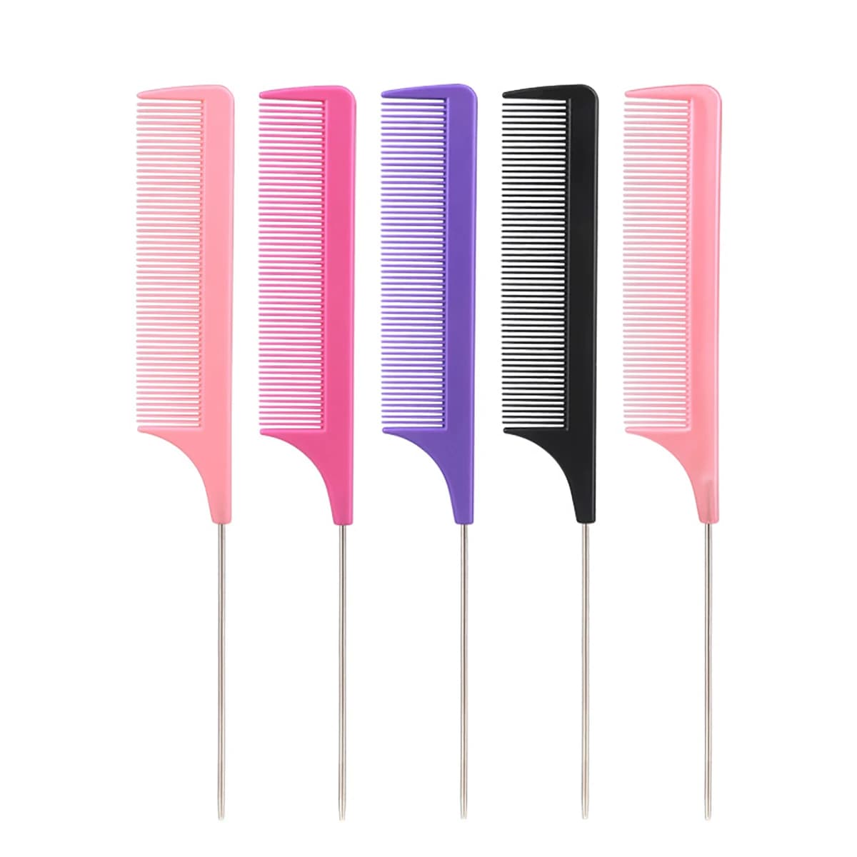 1pc Professional Pointed Tail Comb Salon Hair Styling Stainless Steel Antistatic Dyeing Hair Comb Special for Real Hair Wigs