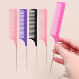 1pc Professional Pointed Tail Comb Salon Hair Styling Stainless Steel Antistatic Dyeing Hair Comb Special for Real Hair Wigs
