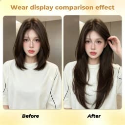 Synthetic one-piece female high-level internal buckle hair piece lightweight invisible four clip straight hair wig piece 