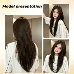 Synthetic one-piece female high-level internal buckle hair piece lightweight invisible four clip straight hair wig piece 