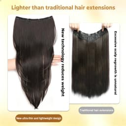 Synthetic one-piece female high-level internal buckle hair piece lightweight invisible four clip straight hair wig piece 